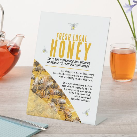 蜂蜜ビジネスのプロモーション写真とミツバチのバナー 台座サイン (インサイチュ)