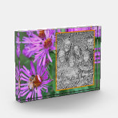 蜂蜜ビーオンピンクアスター花あなた自身を追加 フォトブロック (左)