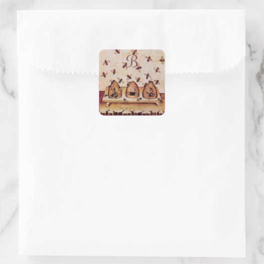 蜂蜜ビー、養蜂家用品モノグラム スクエアシール (バッグ)