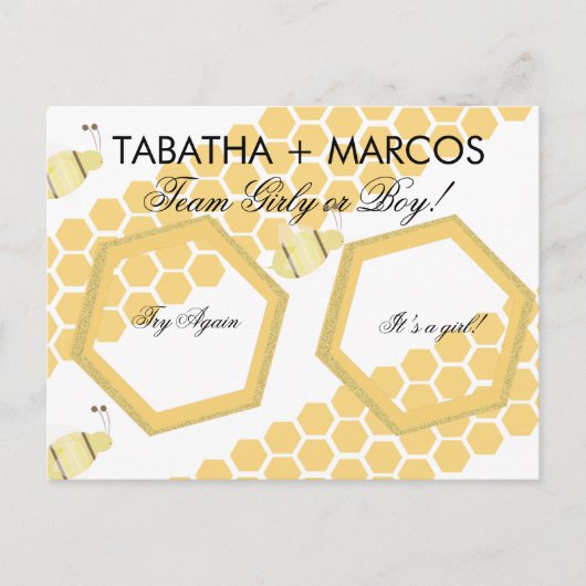 蜂蜜ベビーの性別が現れるDIYスクラッチカード 案内ポストカード (正面)