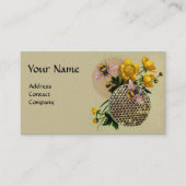 蜂蜜ミツバチ、ハニカム及びバターカップモノグラムパール 名刺 (正面)