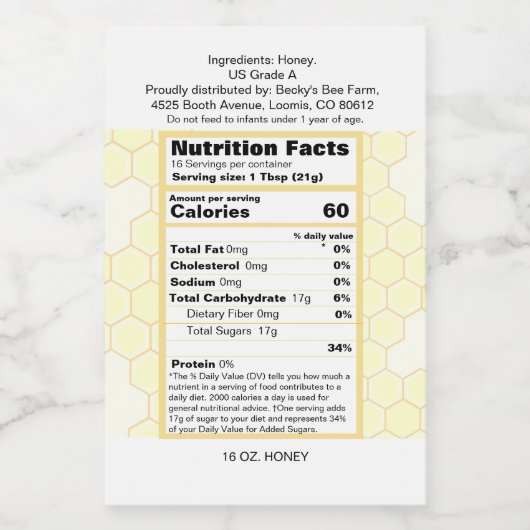 蜂蜜ラベルセット フードラベル (シングルラベル)