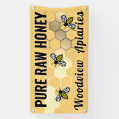 蜂蜜市場看板 ビーハニーハニーハウス 純粋な生蜂蜜 横断幕 (縦)