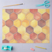 蜂蜜着色ハニカムシームレスパターンデザイン 薄葉紙 (クラフト)
