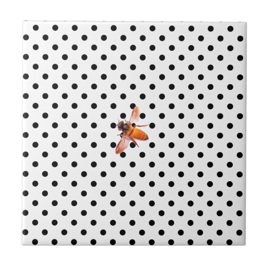 蜂蜜蜂と水玉 タイル (正面)