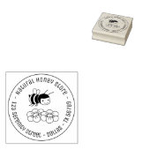 蜂蜜蜂と花のラウンドビジネス住所3 ラバースタンプ (押印)