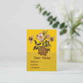 蜂蜜蜂と野生バラ、養蜂家ワックスシール 名刺 (スタンド正面)