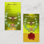 蜂蜜蜂の養蜂リース赤ワックスシールモノグラム 名刺 (正面/裏面)