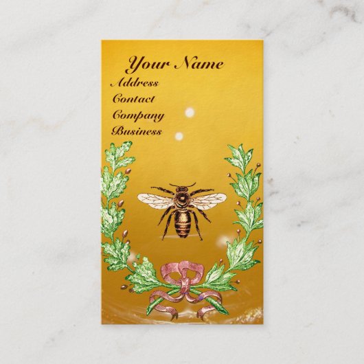 蜂蜜蜂の養蜂リース赤ワックスシールモノグラム 名刺 (正面)