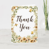 蜂蜜蜂折りサンキューカード蜂とひまわり サンキューカード (正面)