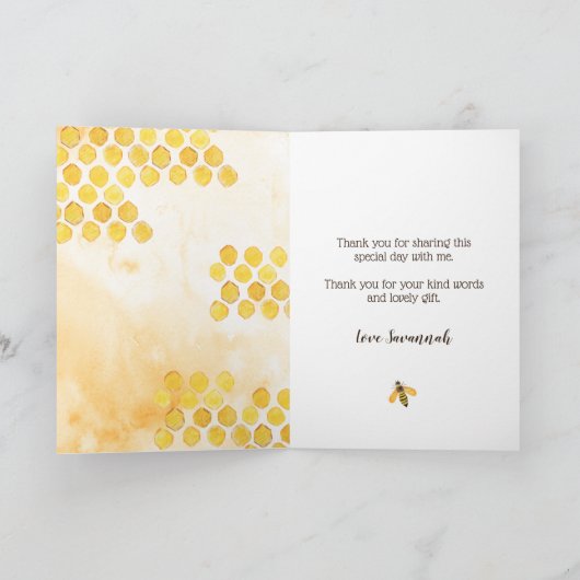 蜂蜜蜂折りサンキューカード蜂とひまわり サンキューカード (内部)