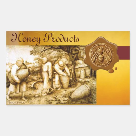 蜂蜜蜂、ブラウンワックスシール 長方形シール (正面)