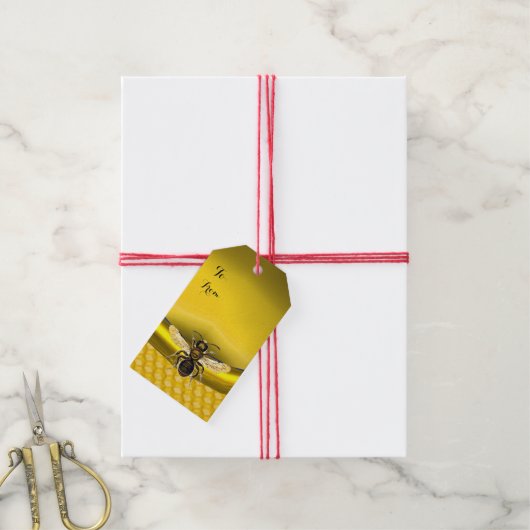 蜂蜜蜂、養蜂家ブラウンワックスシールモノグラム ギフトタグ (より糸付き)