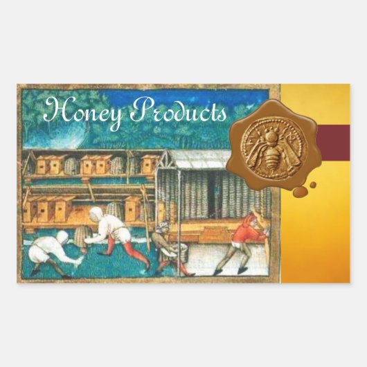 蜂蜜蜂、養蜂家茶色ワックスシール 長方形シール (正面)