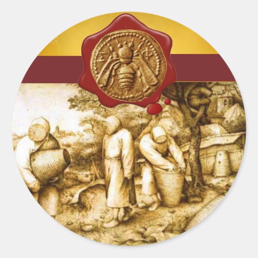 蜂蜜蜂、養蜂家赤ワックスシール ラウンドシール (正面)