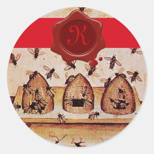 蜂蜜、赤ワックスシール及びモノグラムストライプ体 ラウンドシール (正面)