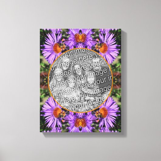 蜂蜜Bee On Aster Flower自分の写真を作成 キャンバスプリント (正面)