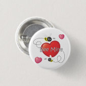 蜂鉱山-蜂およびハート 缶バッジ (正面&裏面)