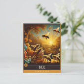 蜂 | かわいい家族ヴィンテージ動物はがき ポストカード (スタンド正面)
