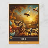 蜂 | かわいい家族ヴィンテージ動物はがき ポストカード (正面)