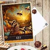 蜂 | かわいい家族ヴィンテージ動物はがき ポストカード