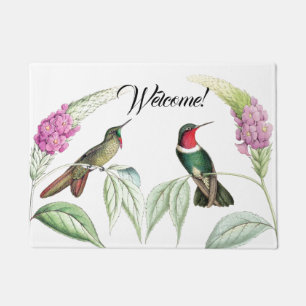 蜂(ち)すず(ち)鳥(ど)が花を咲かせ野生生物がようこそドアマット ドアマット