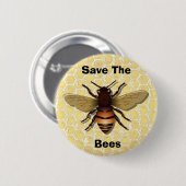 蜂、人間ボタンを救って下さい 缶バッジ (正面&裏面)