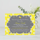 蜂、蜂蜜のはちの巣のベビーシャワーの招待状へのお母さん 招待状 (スタンド正面)