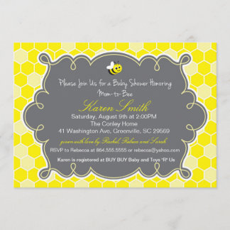蜂、蜂蜜のはちの巣のベビーシャワーの招待状へのお母さん 招待状