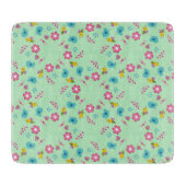蜂、鳥、花の緑のパターン カッティングボード (正面)