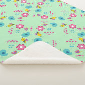 蜂、鳥、花の緑のパターン シェルパブランケット (3/4)