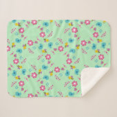 蜂、鳥、花の緑のパターン シェルパブランケット (正面(横))