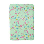 蜂、鳥、花の緑のパターン バスマット (正面縦)