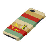 蜂Happee! 赤いベージュ緑のストライプのiPhoneの箱 iPhoneケース (下部)