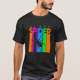 蜘蛛の動物 レインボーバブル シルエット付き Tシャツ