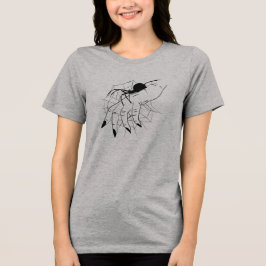 蜘蛛の巣と手のイラスト トライブレンドTシャツ
