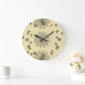 蜘蛛の巣と蜘蛛が壁についている ラージ壁時計 (ホーム)