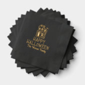蜘蛛の巣に包まれたお化け屋敷 ハッピーハロウィン 箔ナプキン (インサイチュ (積み重ね))