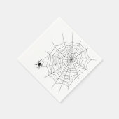 蜘蛛の巣の線画に吊るされた蜘蛛 ハロウィン スタンダードカクテルナプキン (角)