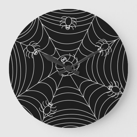 蜘蛛の巣（黒） ラージ壁時計 (正面)