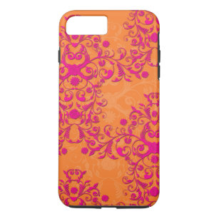 蜜柑のタンゴの花のピンクおよびオレンジiPhone 7カリフォルニア iPhone 8 Plus/7 Plusケース