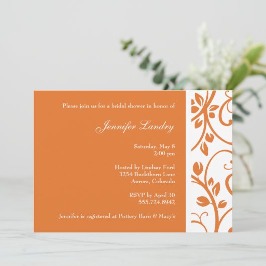 蜜柑の花のつる植物のブライダルシャワーの招待状 招待状 (スタンド正面)