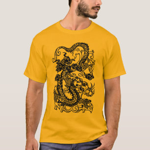 蜜柑のTシャツのエンボスのドラゴン Tシャツ