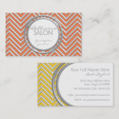 蜜柑-シェブロンパターンモダンのストライプのジグザグ形 名刺 (正面/裏面)