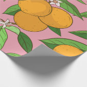 蜜柑、、葉白い花模様 ラッピングペーパー (角)