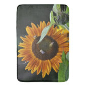 蜜蜂の付いた金色のひまわり バスマット (正面縦)