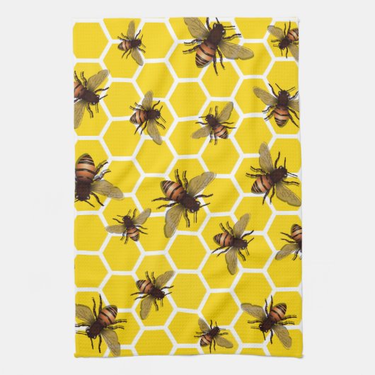 蜜蜂の巣の台所タオルの蜂をくまなく キッチンタオル (縦)