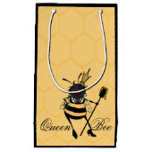 蜜蜂の巣の小さい無光沢のギフトバッグを持つかわいい女王バチ スモールペーパーバッグ (正面)