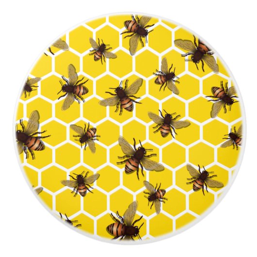 蜜蜂の巣の引出しのノブの引きの蜂をくまなく セラミックノブ (正面)