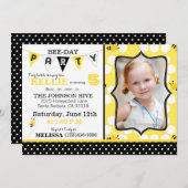 蜜蜂の巣の点およびのまわりにの誕生日の招待 招待状 (正面/裏面)